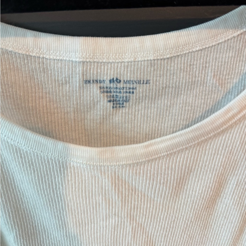Brandy Melville White Ripped Cropped Tank - Picture 2 of 6